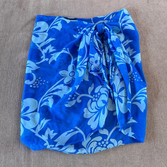 Vintage Other - Vintage Roundy Bay Blue Floral Sarong Skirt
